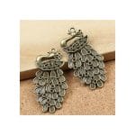 Peacock Filigre Metal Charms or Pendants (Pack of 5 pcs)