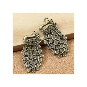 Peacock Filigre Metal Charms or Pendants (Pack of 5 pcs)