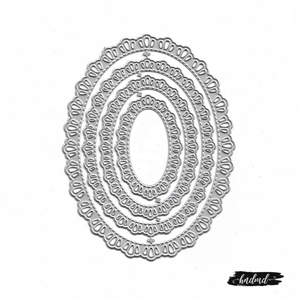 Steel Dies - Floral Stitched Ovals (set of 4 dies) XY344 steel cutting dies CraftAdda Steel Dies - Floral Stitched Ovals (set of 4 dies)