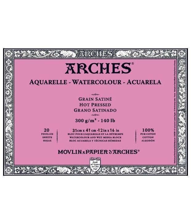 Arches Aquarelle Block 300 Gsm Hot Pressed - 20 Sheets (18 by 26 cm)