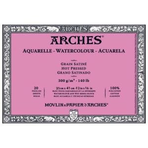 Arches Aquarelle Block 300 Gsm Hot Pressed - 20 Sheets (18 by 26 cm)