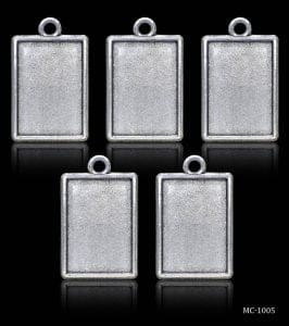 Metal Rectangle Bezels or Pendants (Pack of 5 pcs)