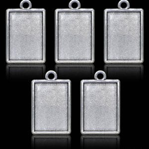 Metal Rectangle Bezels or Pendants (Pack of 5 pcs)