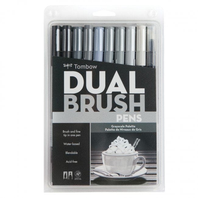 Tombow dual brush pen (Set of 10) - Grayscale tombow dual brush pen 10set grayscale Tombow dual brush pen (Set of 10) - Grayscale