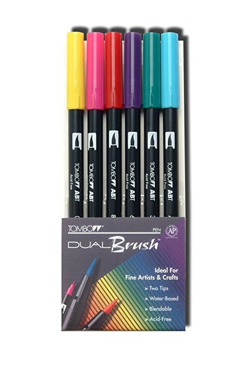 Tombow dual brush pen (Set of 6) - Bright
