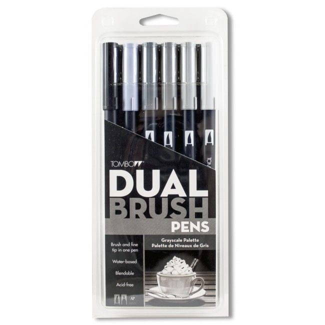 Tombow dual brush pen (Set of 6) - Grayscale tombow dual brush pen 6set grayscale Tombow dual brush pen (Set of 6) - Grayscale