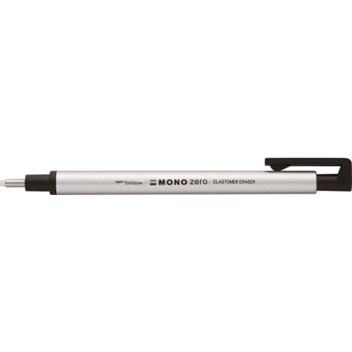 Tombow MONO ZERO Pen Type Eraser Super Fine Round Tip (Silver) tombow mono round tip eraser silver Tombow MONO ZERO Pen Type Eraser Super Fine Round Tip (Silver)