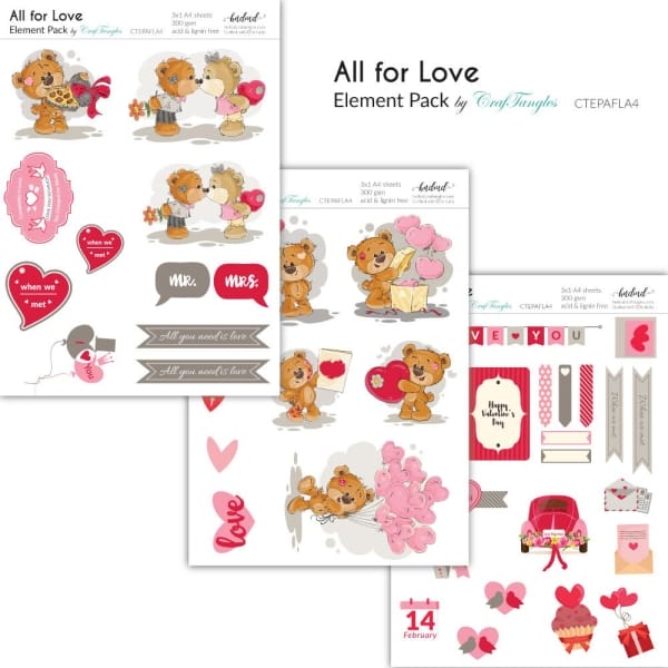 CrafTangles Elements Pack - All for Love (3 sheets of A4)