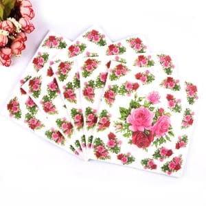 A pack of 12 by 12 inch Decoupage Napkins(5 pcs) - Cluster of Roses