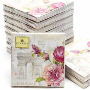 A pack of 25 by 25 cm Decoupage Napkins(5 pcs) - Purple Florals