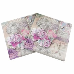 A pack of 12 by 12 inch Decoupage Napkins(5 pcs) - Watercolor Roses