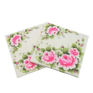 A pack of 12 by 12 inch Decoupage Napkins(5 pcs) - Pink Florals