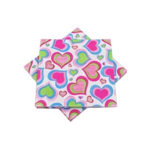 A pack of 12 by 12 inch Decoupage Napkins(5 pcs) - Colorful Hearts