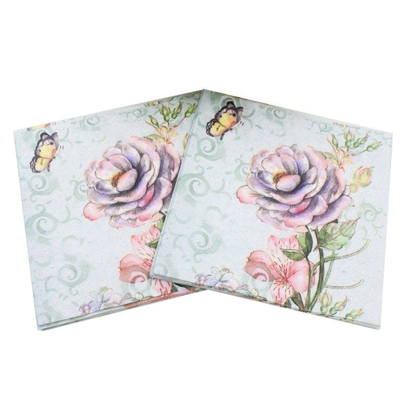A pack of 12 by 12 inch Decoupage Napkins(5 pcs) - Vintage Flower