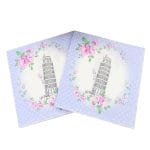 A pack of 12 by 12 inch Decoupage Napkins(5 pcs)  - Floral Leaning Tower of Pisa