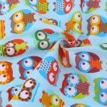 Printed Fabric - Owls with blue Background