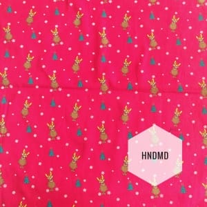 Printed Fabric - Christmas reindeer with red background