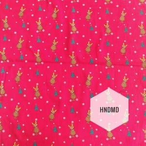 Printed Fabric - Christmas reindeer with red background