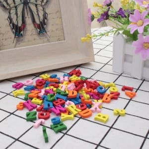 Colored Wooden Alphabets (100 pcs)