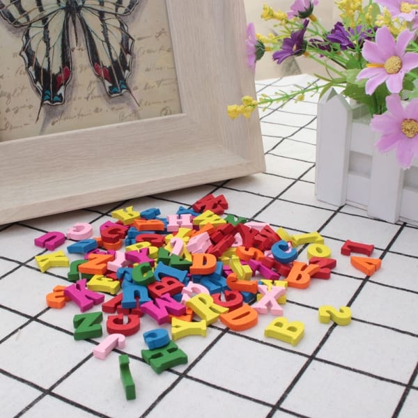 Colored Wooden Alphabets (100 pcs)