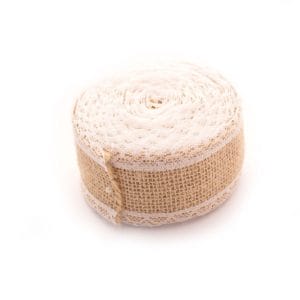 Designer Jute or burlap Ribbon - White