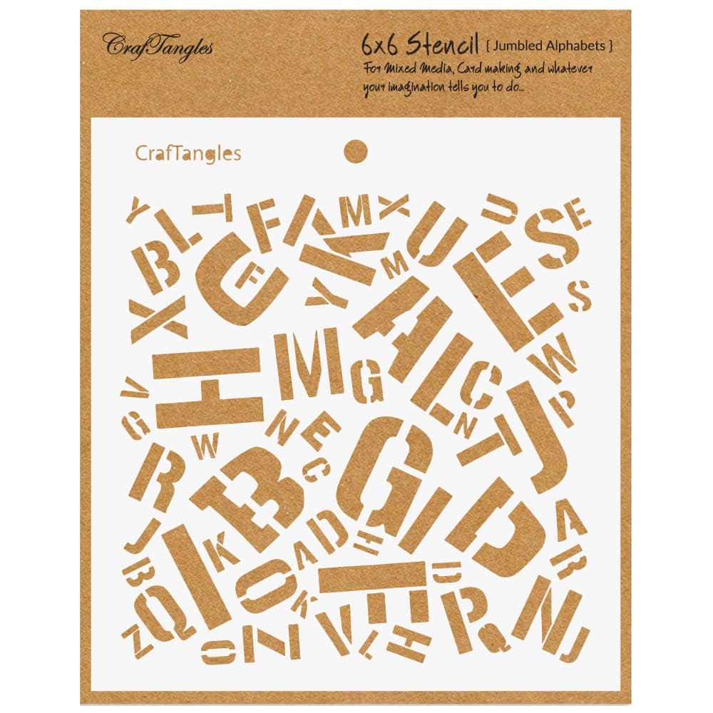CrafTangles 6"x6" Stencil - Jumbled Alphabets CTCS67 craftangles stencils jumbled alphabets CrafTangles 6"x6" Stencil - Jumbled Alphabets