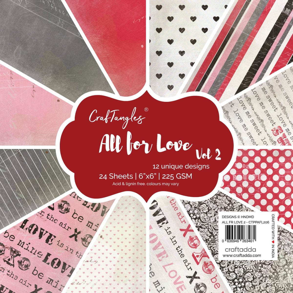 CrafTangles Scrapbook Paper Pack - All for Love Vol. 2 (6"x6")