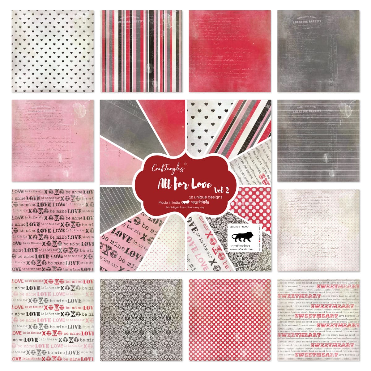 CrafTangles Scrapbook Paper Pack - All for Love Vol. 2 (6"x6") - Image 2
