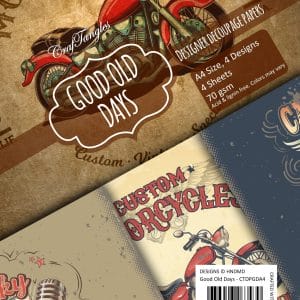 CrafTangles Decoupage Paper Pack - Good Old Days (A4) - 4 sheets
