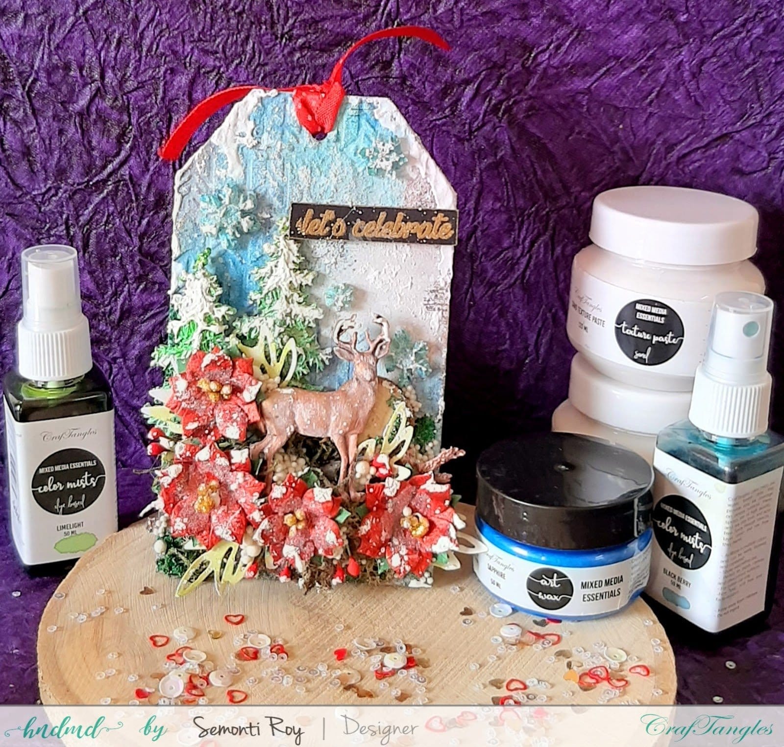 CrafTangles Moss Effect Texture Paste (Set of 4) Semonti_mixed_media_dec19_1