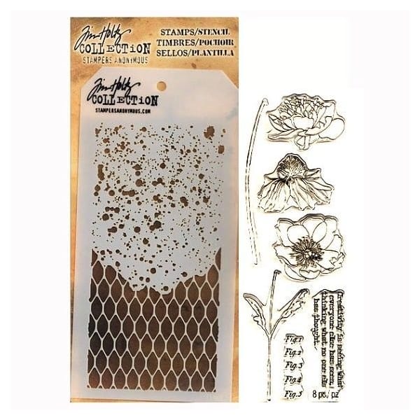 Tim Holtz Stamp and Stencil Set - Flowers