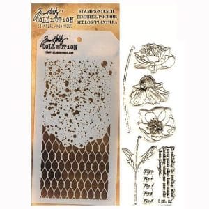 Tim Holtz Stamp and Stencil Set - Flowers