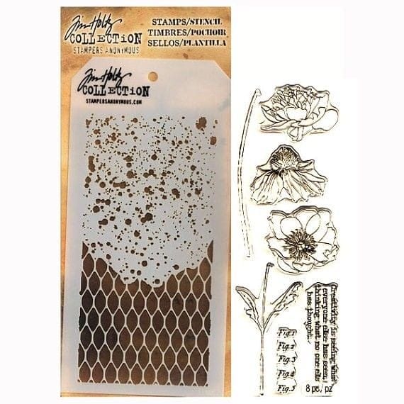 Tim Holtz Stamp and Stencil Set - Flowers tim holtz stamp stencil flowers Tim Holtz Stamp and Stencil Set - Flowers