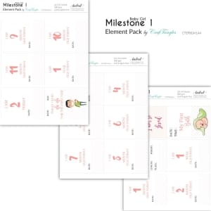 CrafTangles Elements Pack - Baby Girl Milestone 1 (3 sheets of A4)