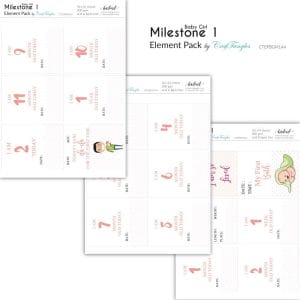 CrafTangles Elements Pack - Baby Girl Milestone 1 (3 sheets of A4)