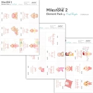 CrafTangles Elements Pack - Baby Girl Milestone 2 (3 sheets of A4)