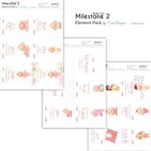 CrafTangles Elements Pack - Baby Girl Milestone 2 (3 sheets of A4)