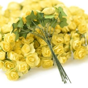 Mulberry Paper Roses - Yellow (Pack of 24 roses)