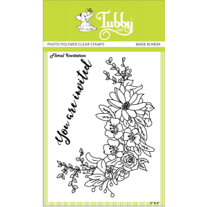 Tubby Photopolymer Clear Stamps - Floral invitation