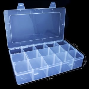 15 compartment plastic storage box with removable compartments