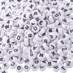 Plastic Alphabet Connectors for Jewellery (Pack of 100) - White
