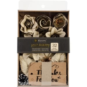 Prima Boxed Flowers - Sandstone With Tags 1.25" - 2.5" 32/Pkg