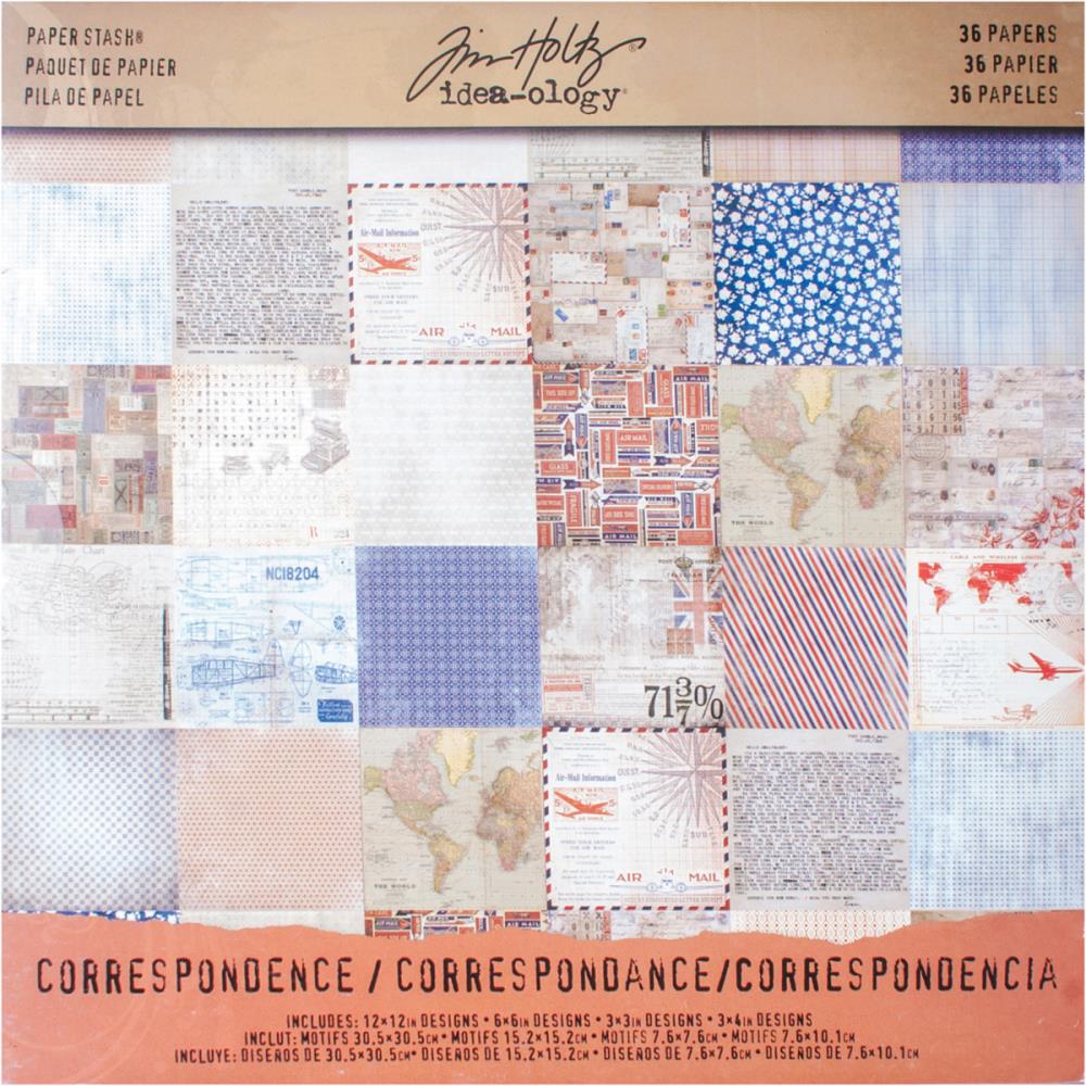 Tim Holtz Idealogy paper pad - Corrospondence (12 by 12 inch) - 36 sheets