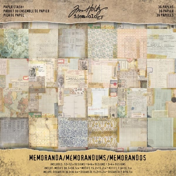 Tim Holtz Idealogy paper pad - Memoranda (12 by 12 inch) - 36 sheets