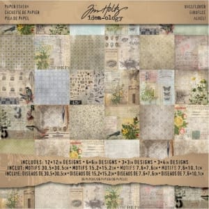 Tim Holtz Idealogy paper pad - Wallflower (12 by 12 inch) - 36 sheets
