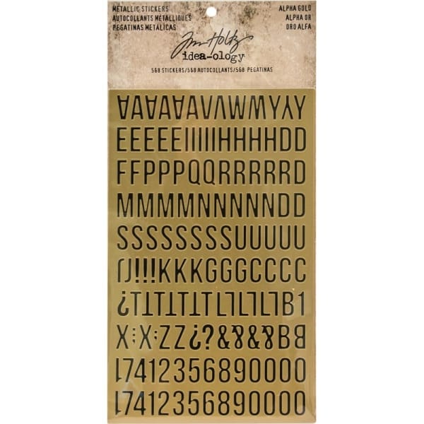 Tim Holtz Idealogy Metallic Stickers - Alpha Gold
