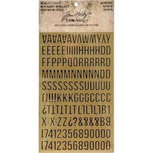 Tim Holtz Idealogy Metallic Stickers - Alpha Gold