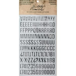 Tim Holtz Idealogy Metallic Stickers - Alpha Silver