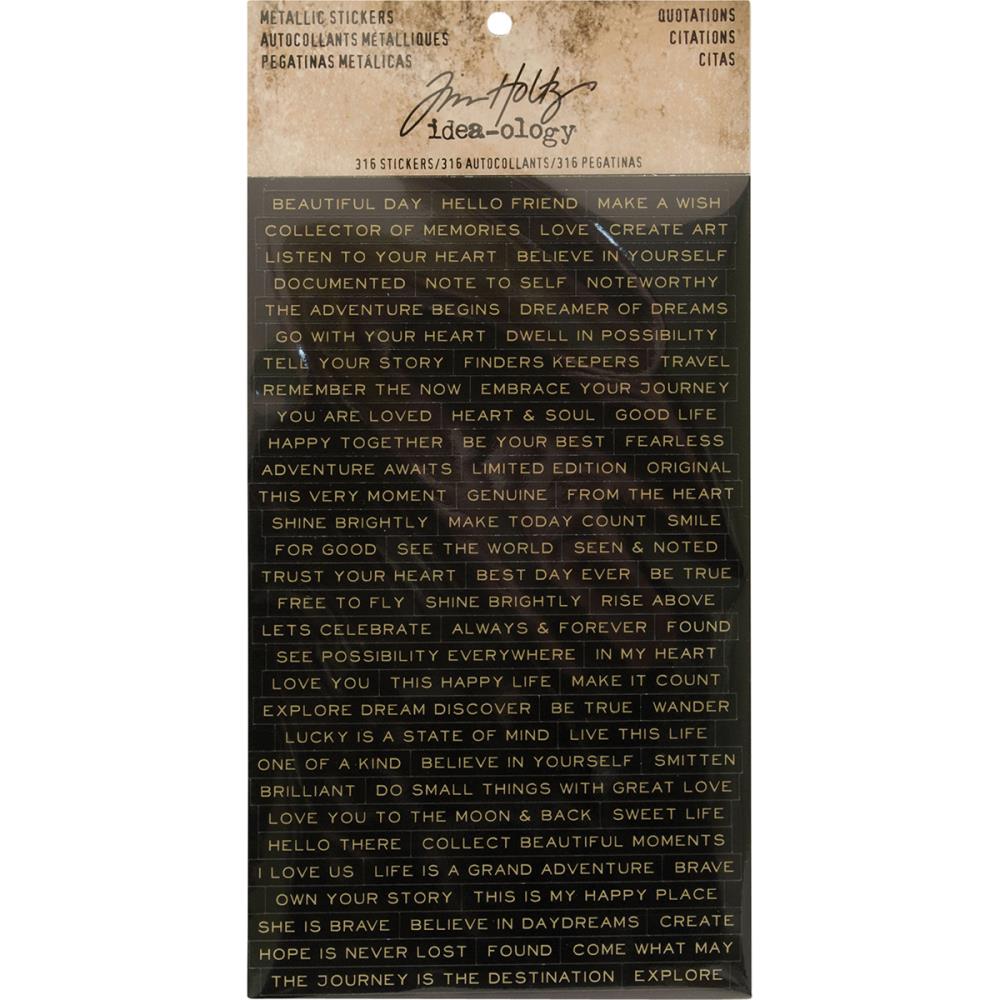 Tim Holtz Idealogy Metallic Stickers - Quotations black and white with Gold timholtz idealogy metallic stickers quotation black with gold TH93559 Tim Holtz Idealogy Metallic Stickers - Quotations black and white with Gold
