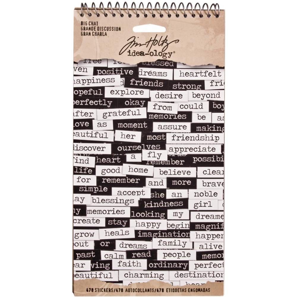 Tim Holtz Idealogy Spiral Bound Sticker Book - Big Chat (6 sheets/pkg) timholtz idealogy stickers big chat 1 Tim Holtz Idealogy Spiral Bound Sticker Book - Big Chat (6 sheets/pkg)